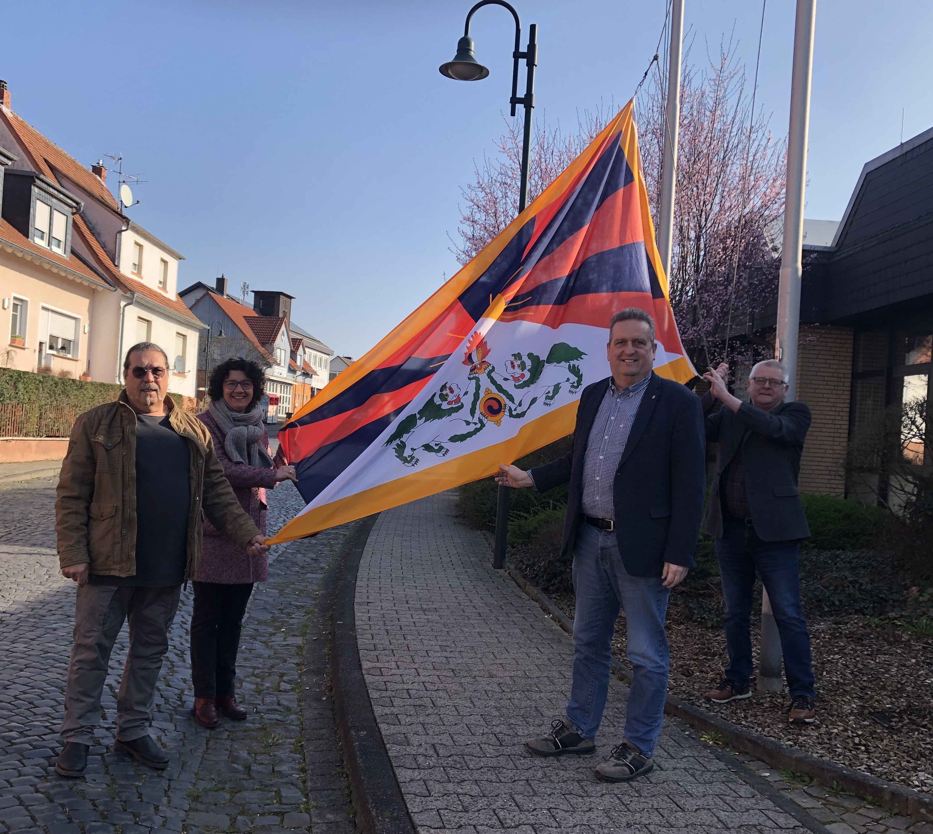 Bürgermeister Matthias Pfeifer, Thomas Wolf (Vors. Sozialausschuss), Pfarrerin Kerstin Reinold, Siegfried Richter (Hauptamtsleiter)